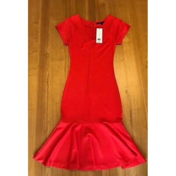 LAST CHANCE! French Connection Pandora Ponti Red Midi Dress 4/S - Picture 6 of 10
